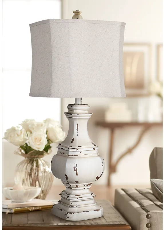 Crestview Collection Daryl 28" High Antique White Table Lamp