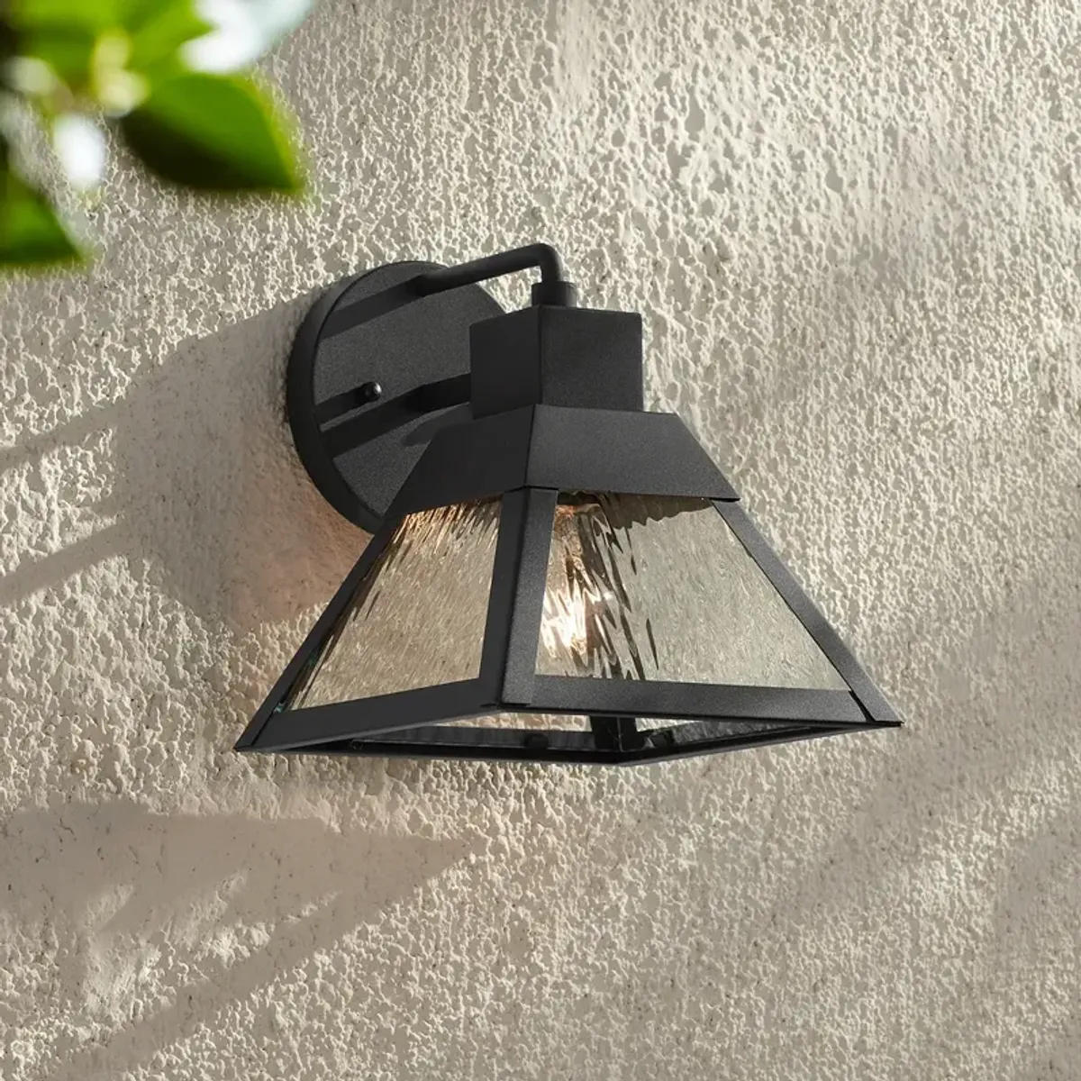 Delia 9 1/4" High Textured Black Outdoor Wall Light