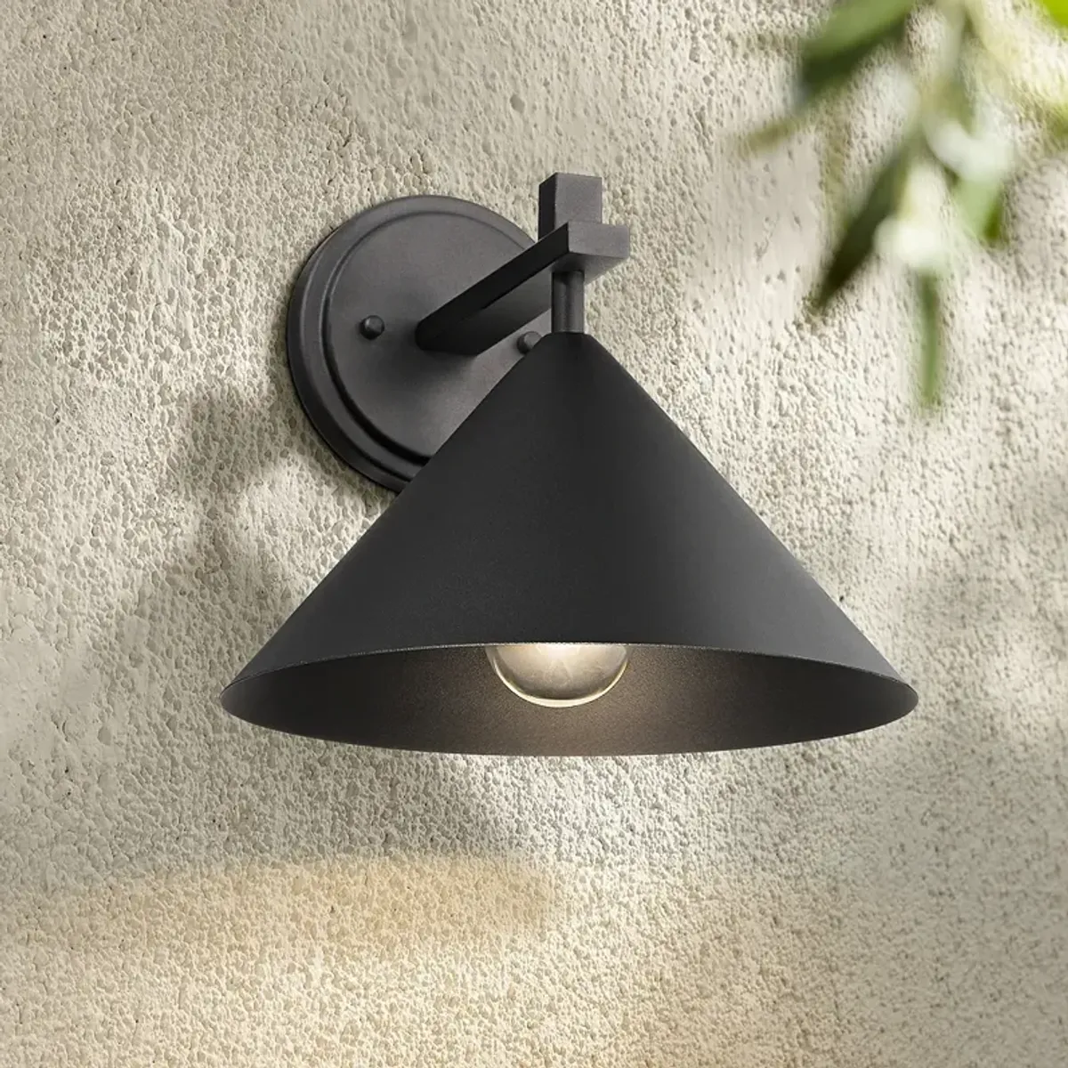 Apex 9 3/4" High Textured Black Outdoor Wall Light