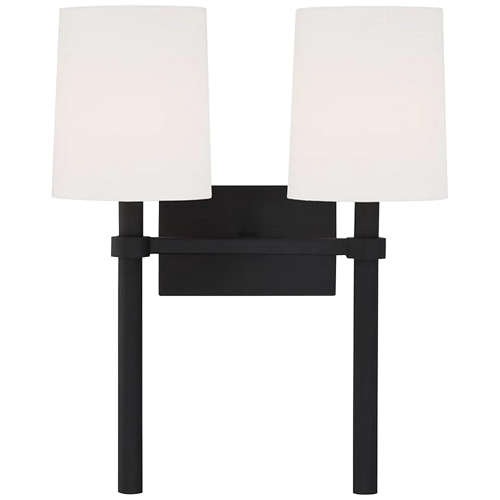 Crystorama Bromley 18 1/4"H Black Forged 2-Light Wall Sconce