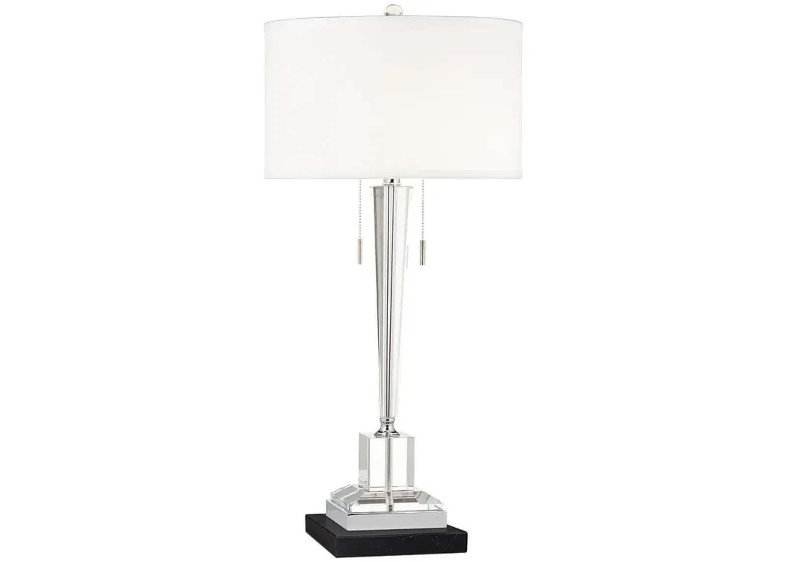 Renee Clear Crystal Glass Table Lamp w/ Square Black Marble Riser