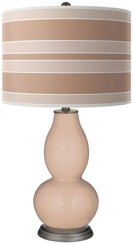 Italian Coral Bold Stripe Double Gourd Table Lamp