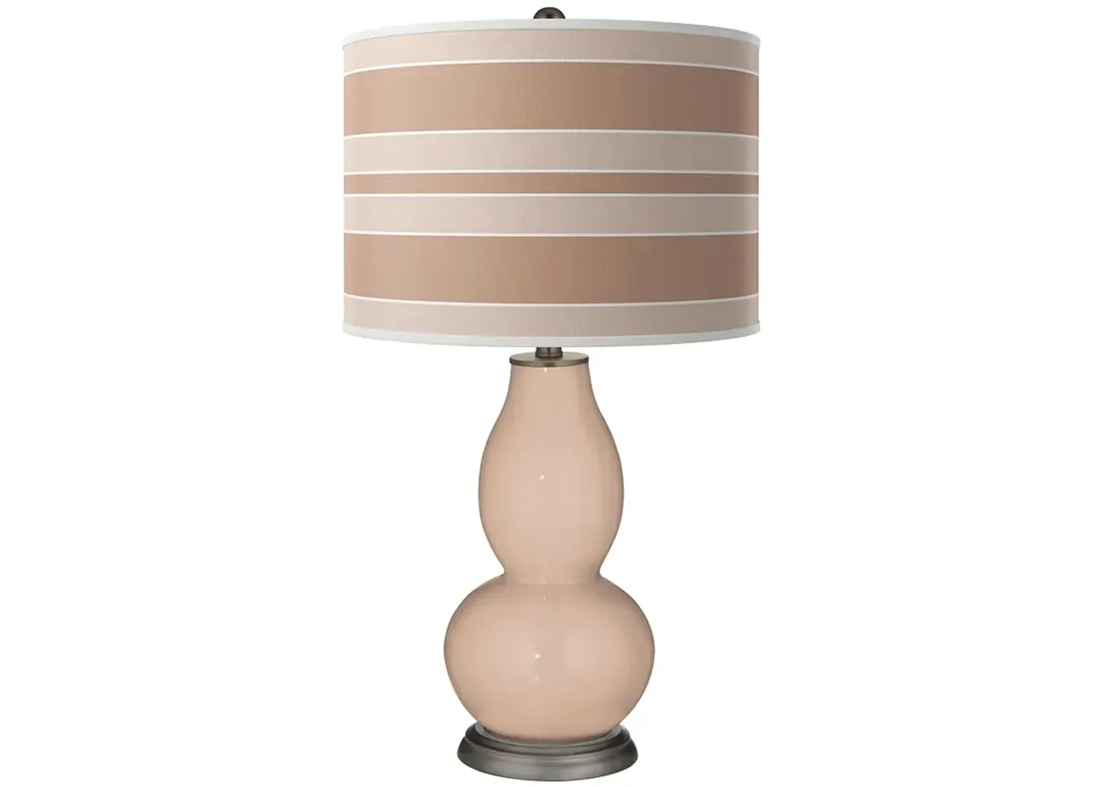 Italian Coral Bold Stripe Double Gourd Table Lamp