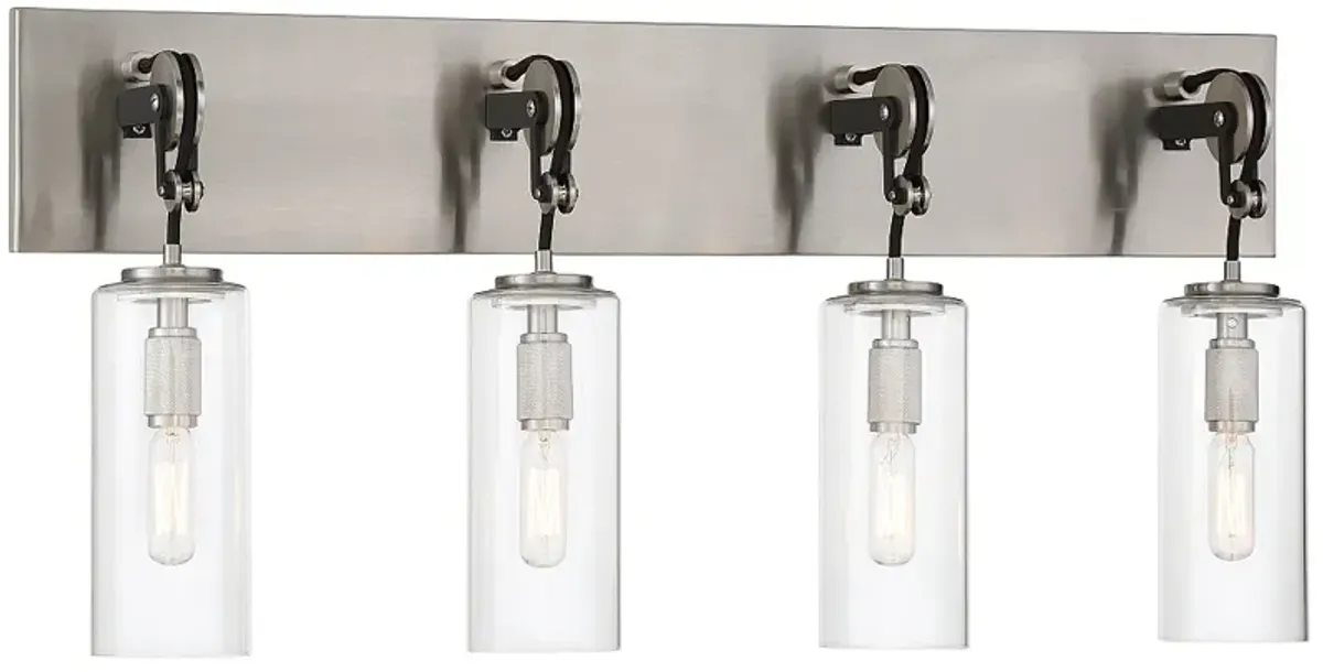 Minka Lavery Pullman Junction 29" Brushed Nickel 4-Light Bath Light