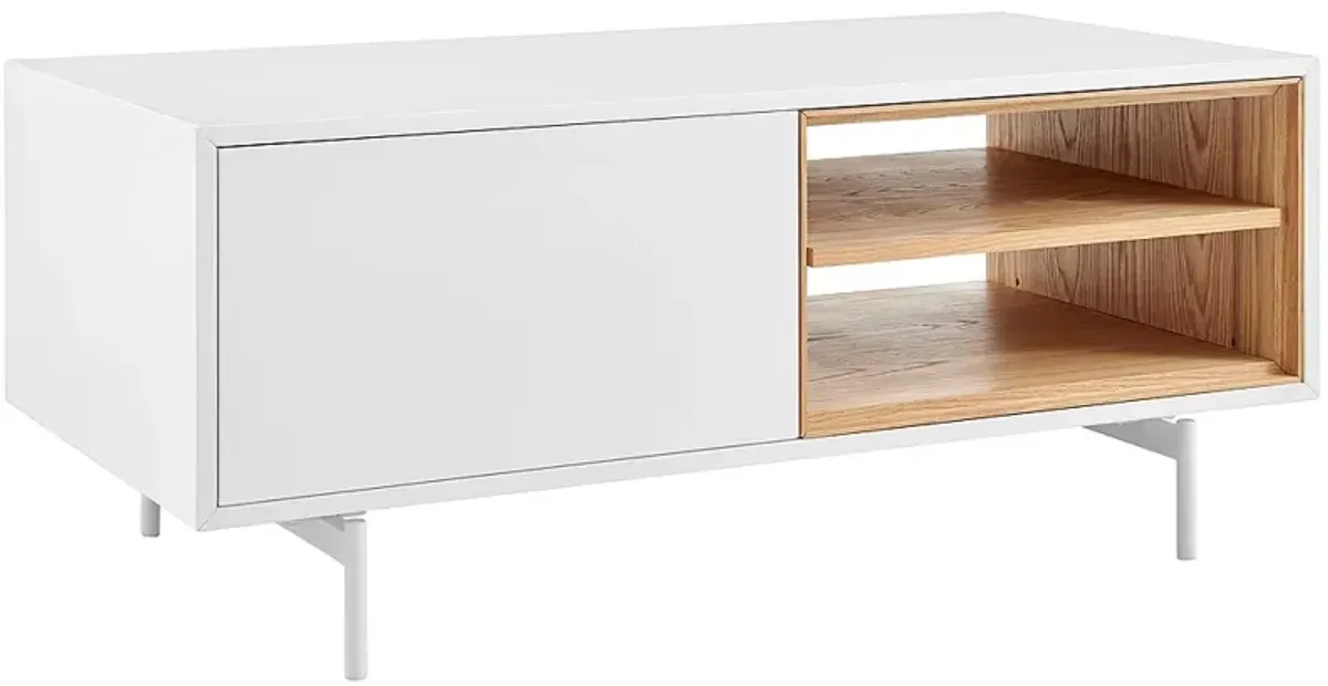 Bodie 47 1/4" Wide White Lacquered Wood 1-Door Coffee Table