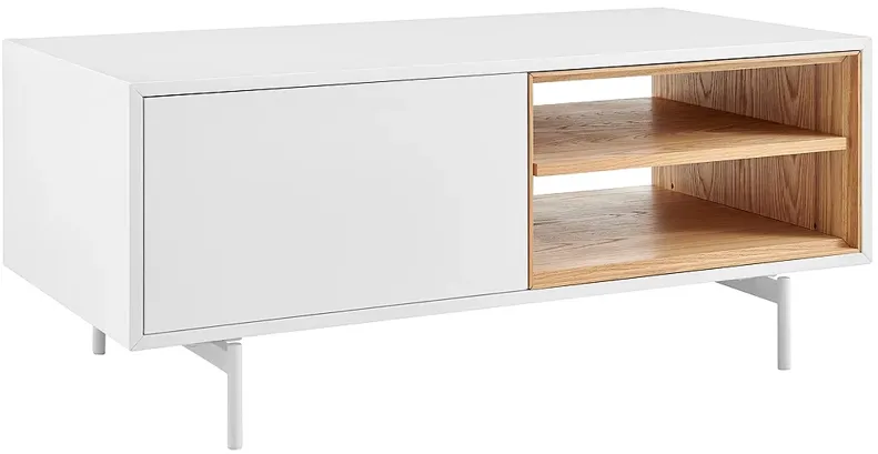 Bodie 47 1/4" Wide White Lacquered Wood 1-Door Coffee Table