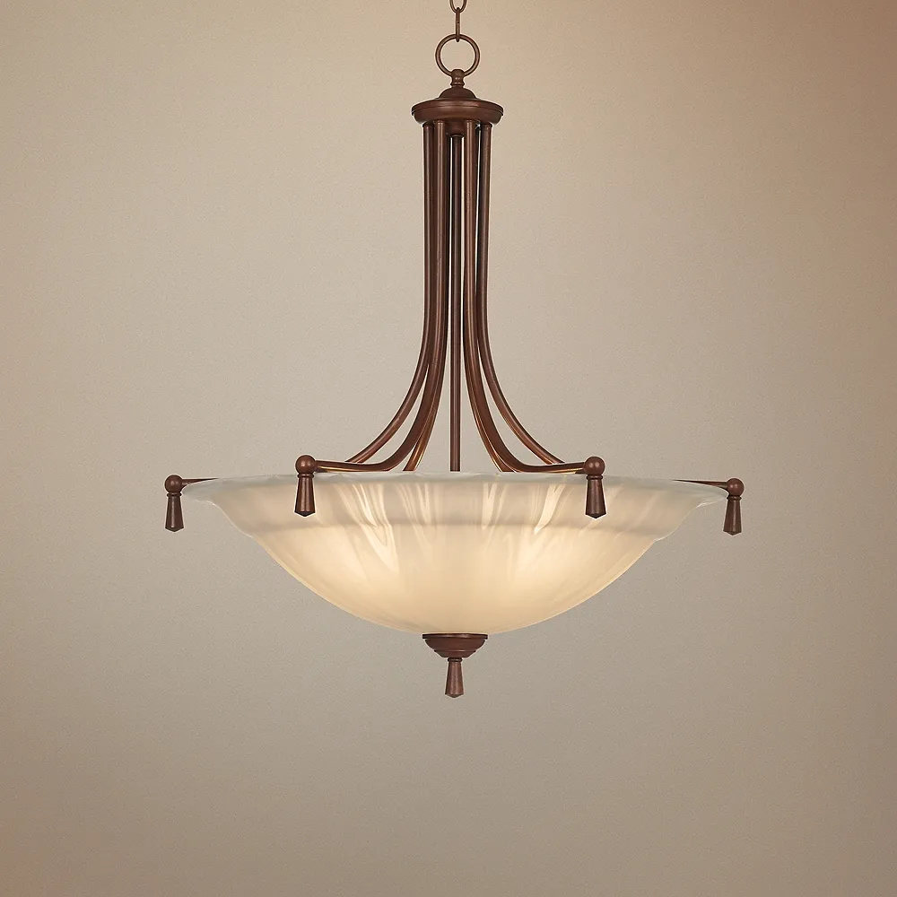 Regency Hill Burlington 23" Bronze and Glass Pendant Chandelier