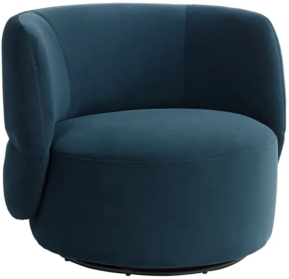 Fontana 36" Wide Prussian Blue Velvety Fabric Occasional Swivel Chair
