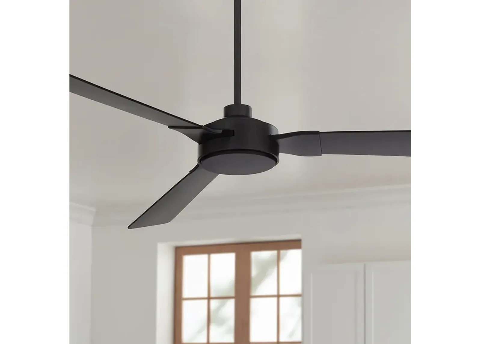 60" Invictus Matte Black/Dk Walnut Damp Ceiling Fan with Remote