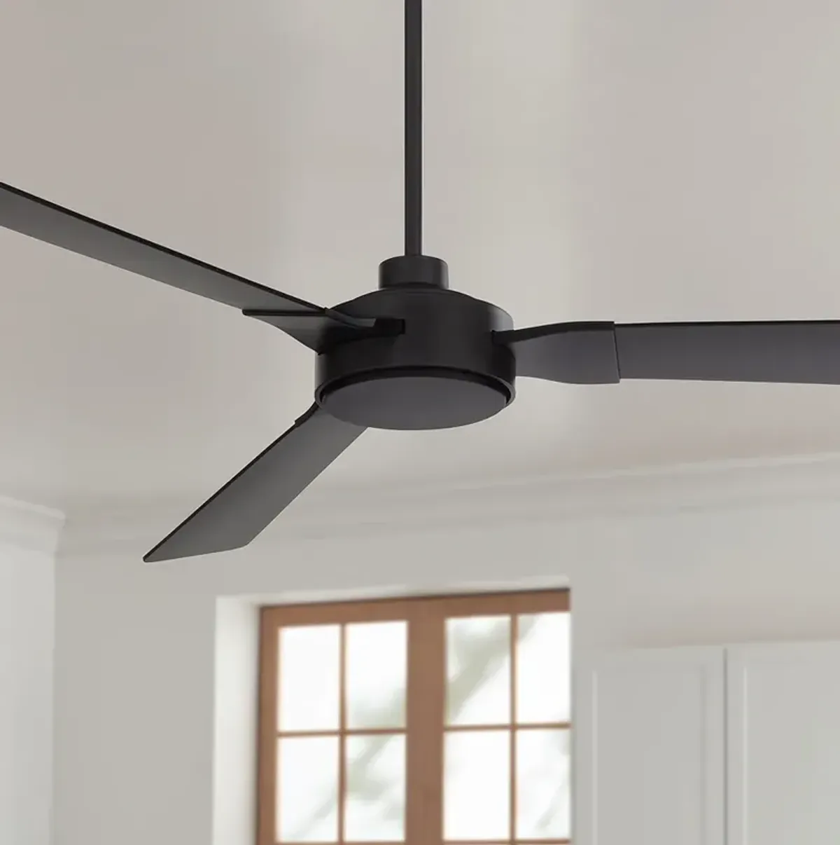 60" Invictus Matte Black/Dk Walnut Damp Ceiling Fan with Remote