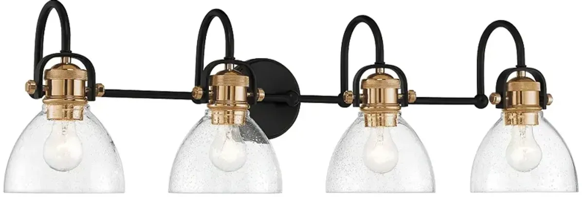 Monico 35 3/4" Wide Bronze and Brass 4-Light Bath Light