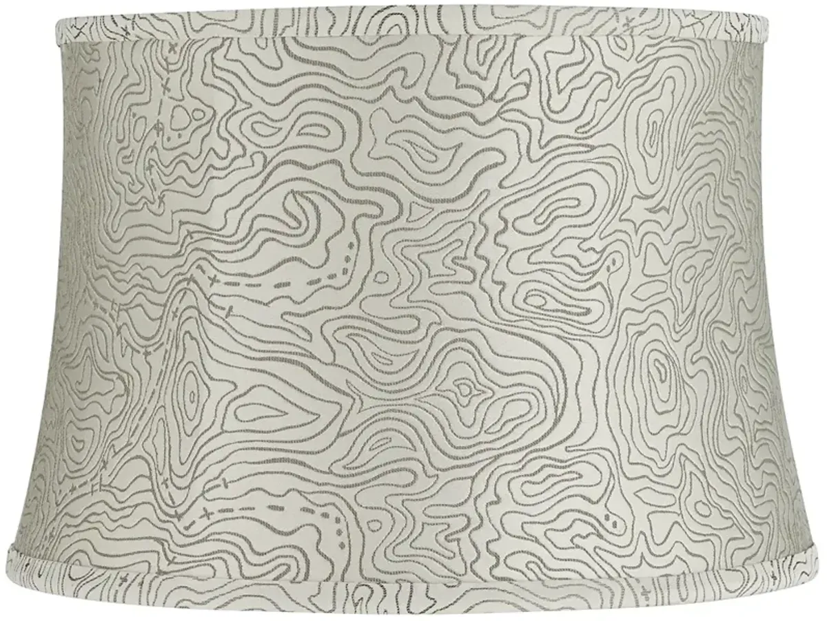 Springcrest Dyna Cream and Gray Swirl Softback Drum Shade 14x16x11 (Spider)