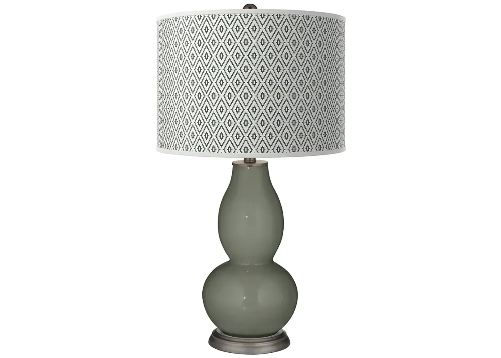 Pewter Green Diamonds Double Gourd Table Lamp