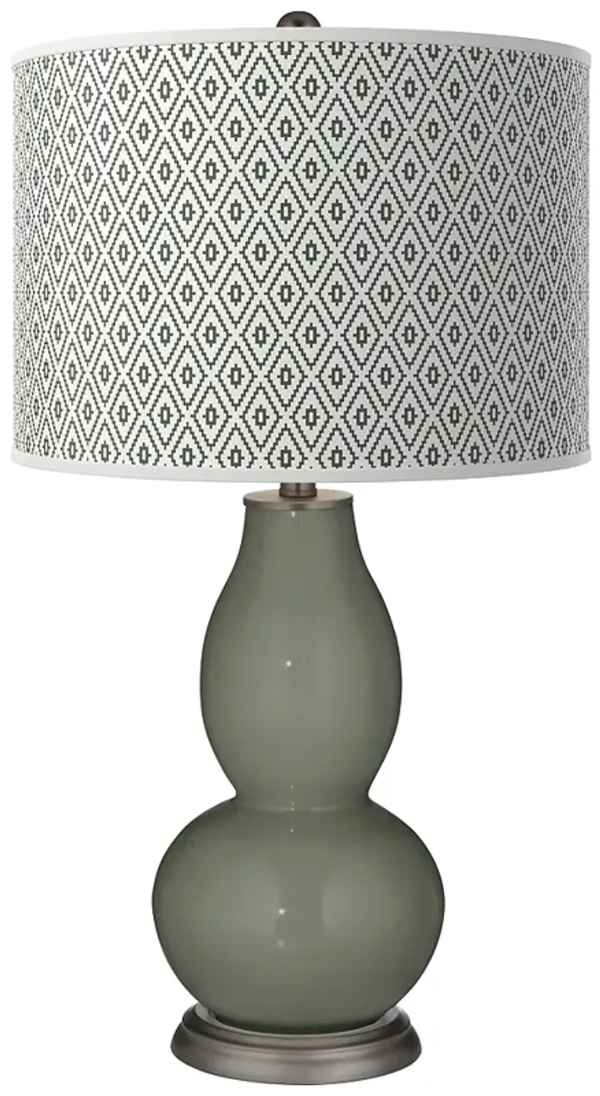 Pewter Green Diamonds Double Gourd Table Lamp