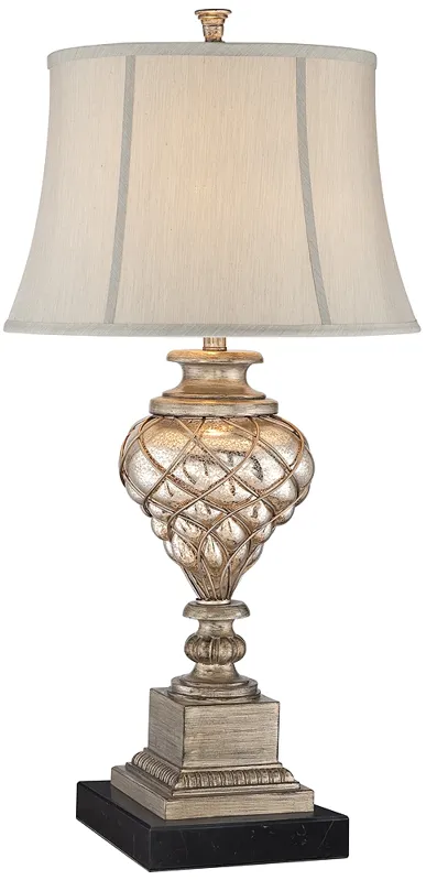Luke Mercury Glass Night Light Table Lamp with Black Marble Riser