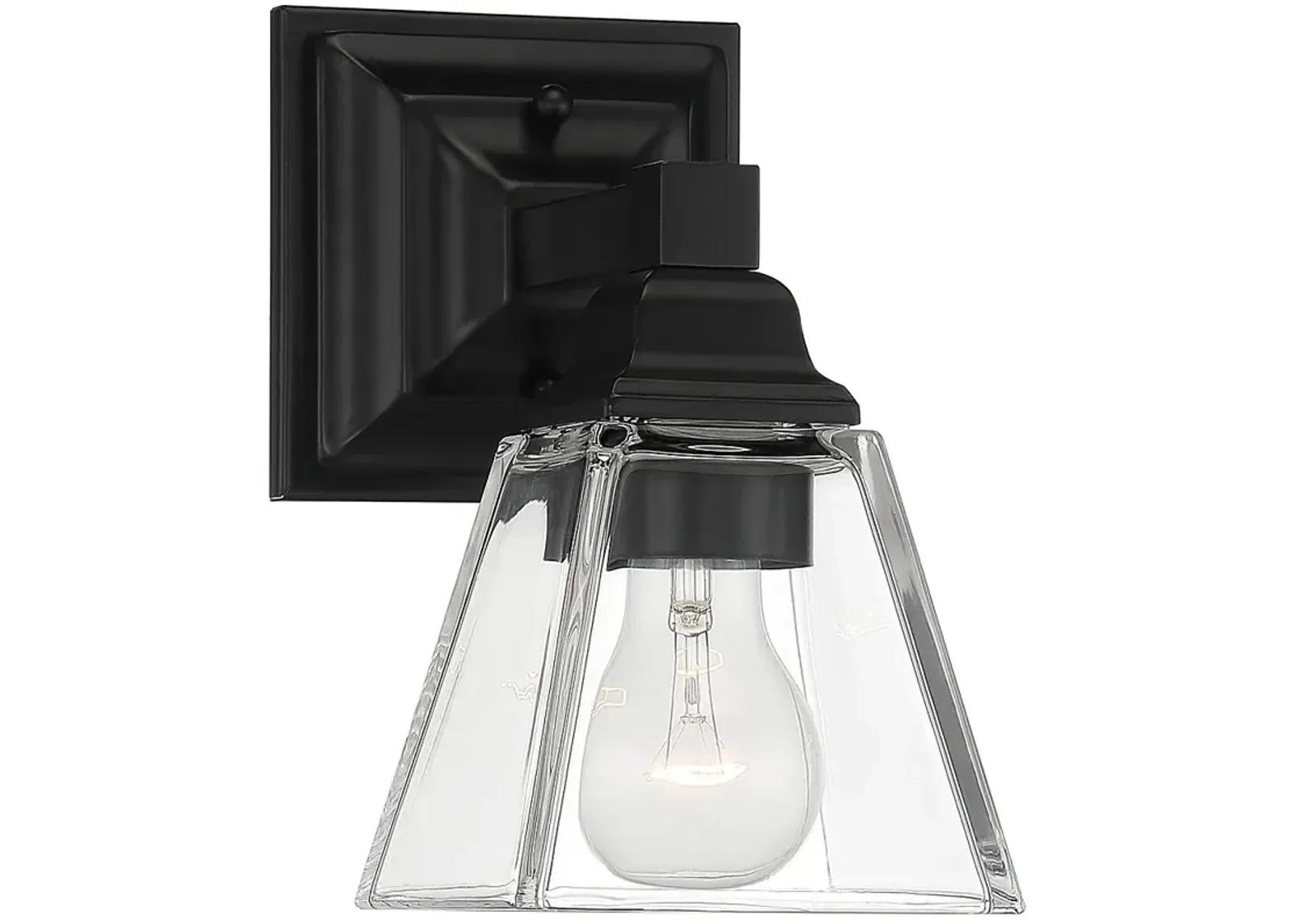 Mencino 8 1/4" High Black Metal and Clear Glass Wall Sconce