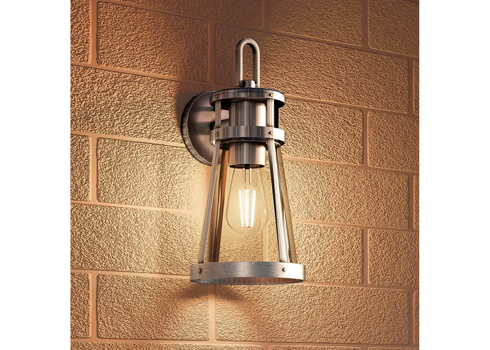 Barber 1-Light Antique Brushed Aluminum Outdoor Wall Lantern