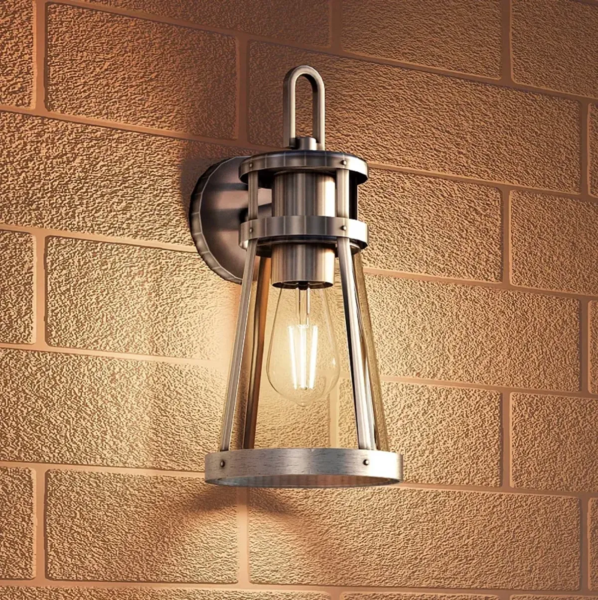 Barber 1-Light Antique Brushed Aluminum Outdoor Wall Lantern