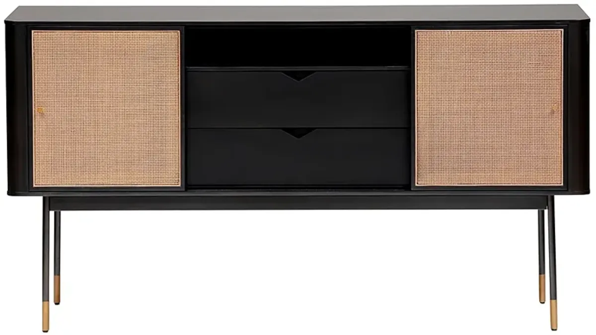 Miriam 59" Wide Black Wood 2-Drawer Sideboard