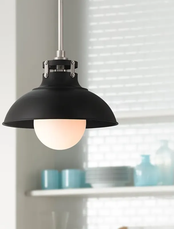 Possini Euro Cynthia 12" Wide Black Mini Pendant Light