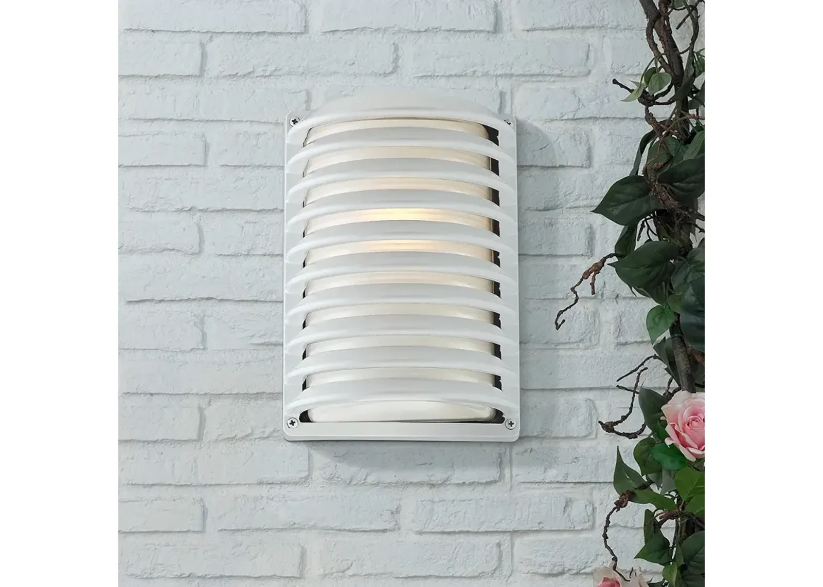 John Timberland White Grid 10" High Outdoor Modern Wall Light