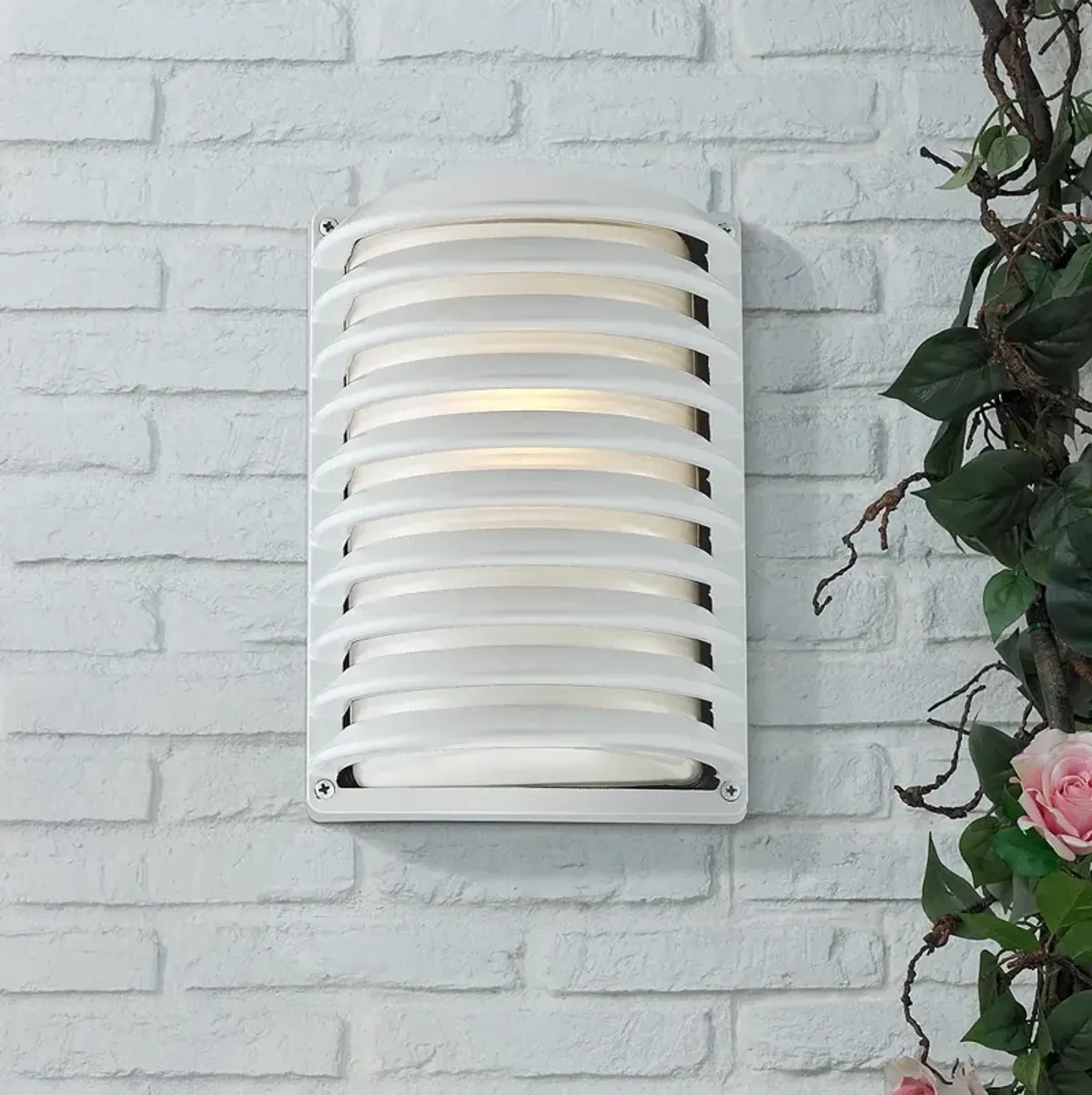 John Timberland White Grid 10" High Outdoor Modern Wall Light