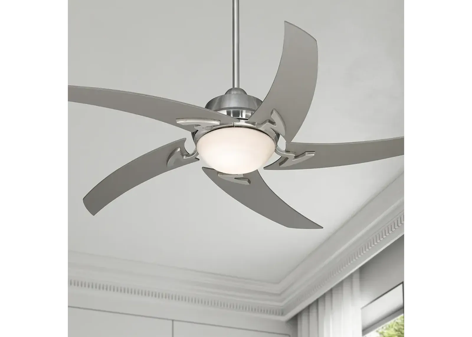 52" Casa Vieja Capri Brushed Nickel LED Modern Ceiling Fan with Remote