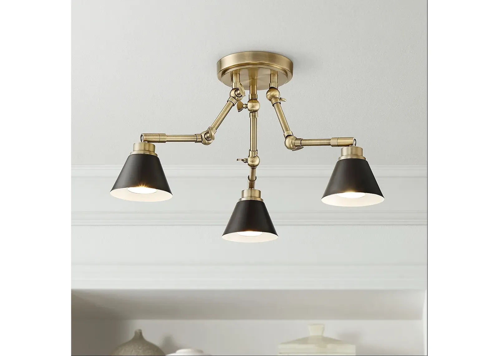 Pro Track Arnold 3-Light Antique Brass LED Ceiling Light