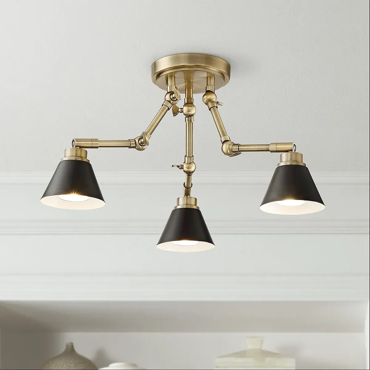 Pro Track Arnold 3-Light Antique Brass LED Ceiling Light