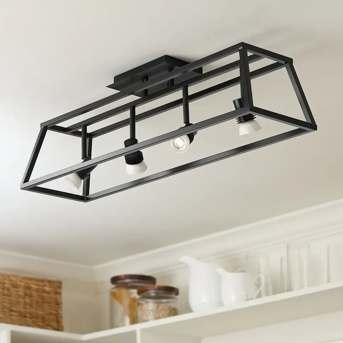 Pro Track Carmel Flat Black Cage 4-Light LED Track Fixture