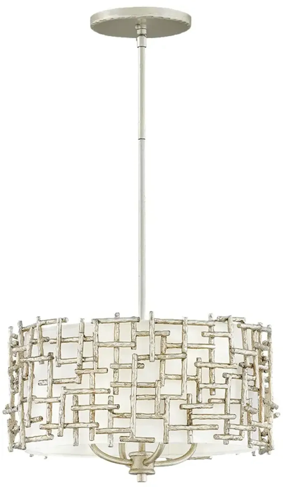 Foyer Farrah-Small Convertible Drum Pendant-Silver Leaf