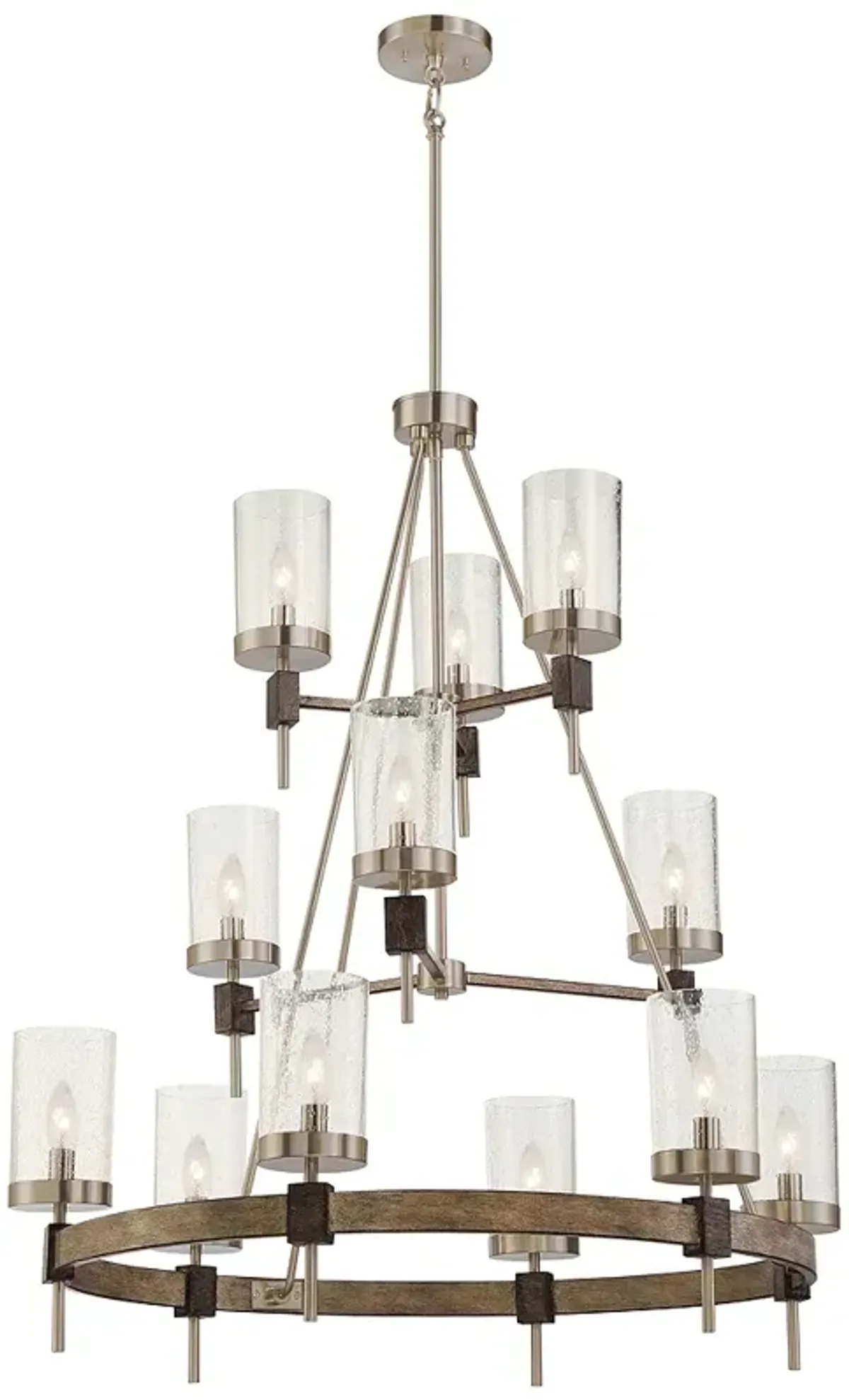 Bridlewood 34"W Nickel and Stone Gray 12-Light Chandelier