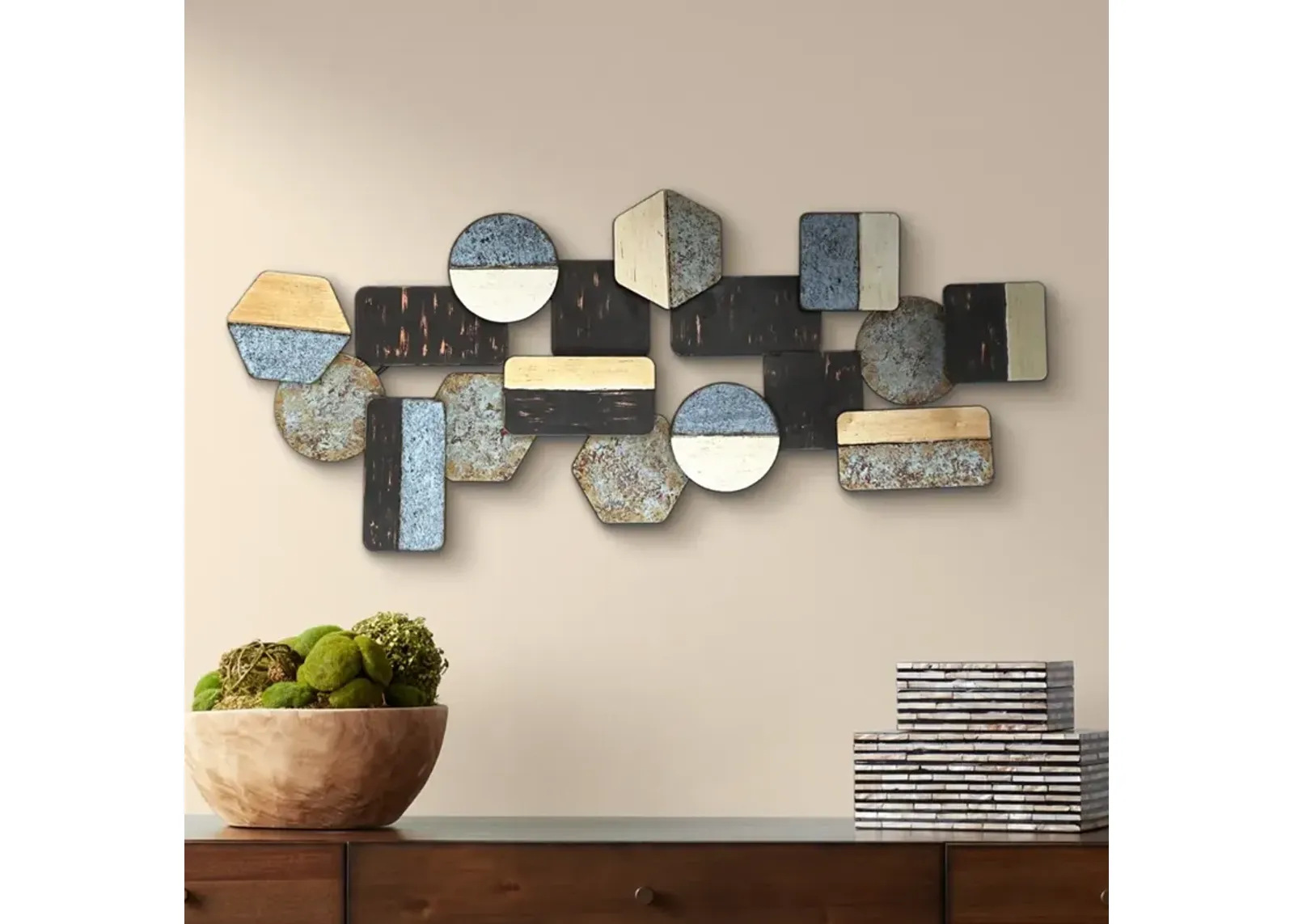 Art Deco Shapes 43 1/2" Wide Abstract Metal Wall Art