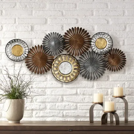 Sparks and Disks 39 1/4" Wide Industrial Metal Wall Art