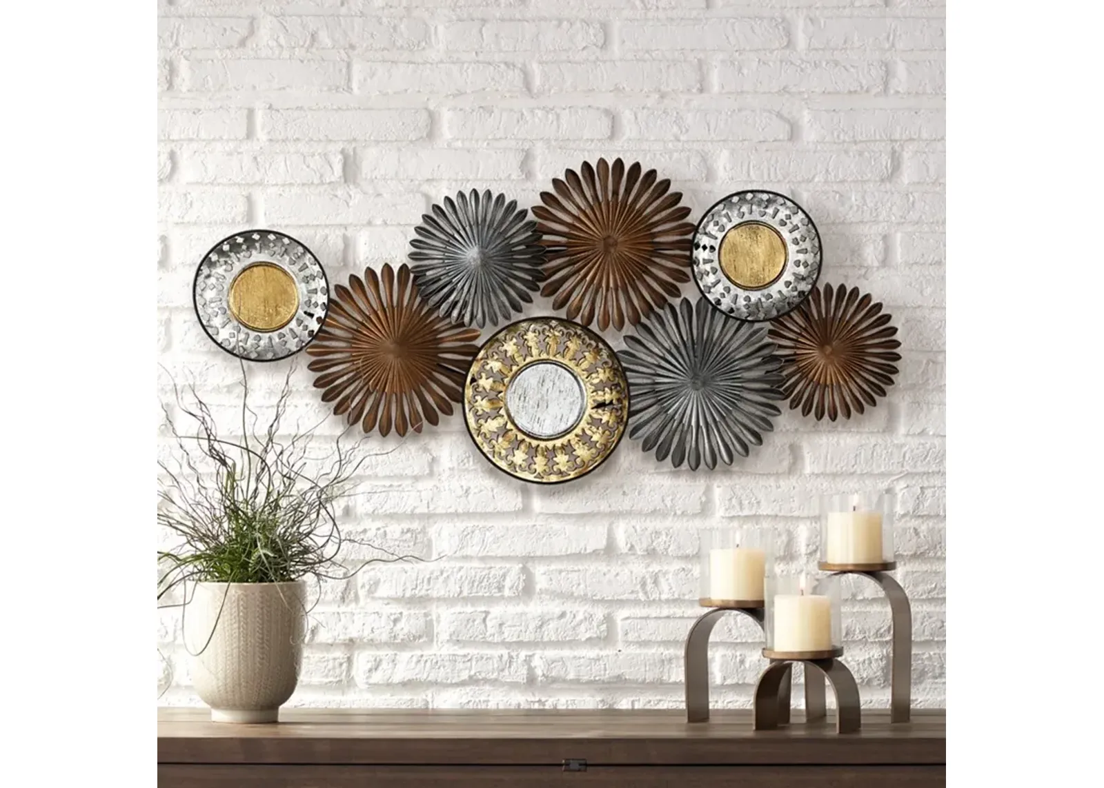 Sparks and Disks 39 1/4" Wide Industrial Metal Wall Art