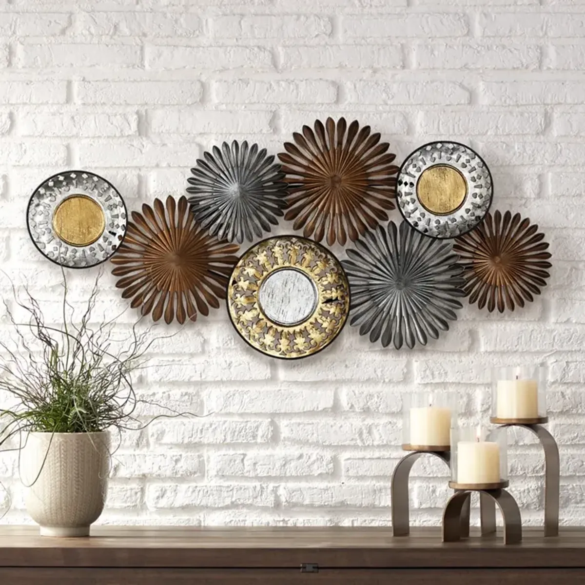 Sparks and Disks 39 1/4" Wide Industrial Metal Wall Art