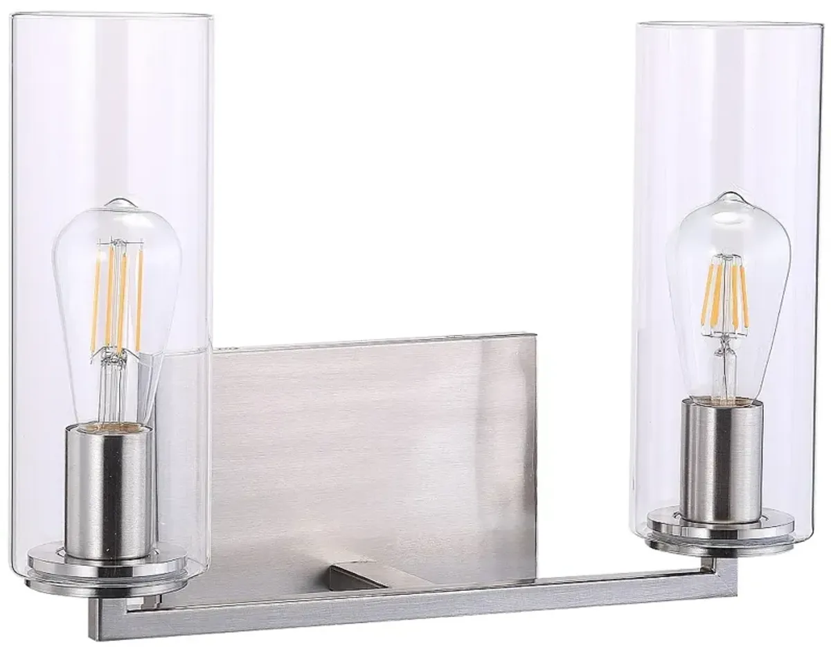 Acacia 11" High Brushed Nickel Metal 2-Light Wall Sconce