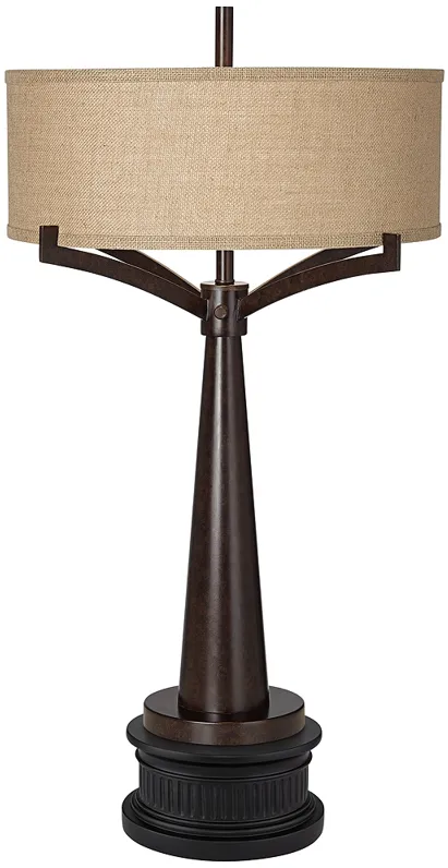 Franklin Iron Works Tremont 35 3/4" Bronze Table Lamp with Round Riser