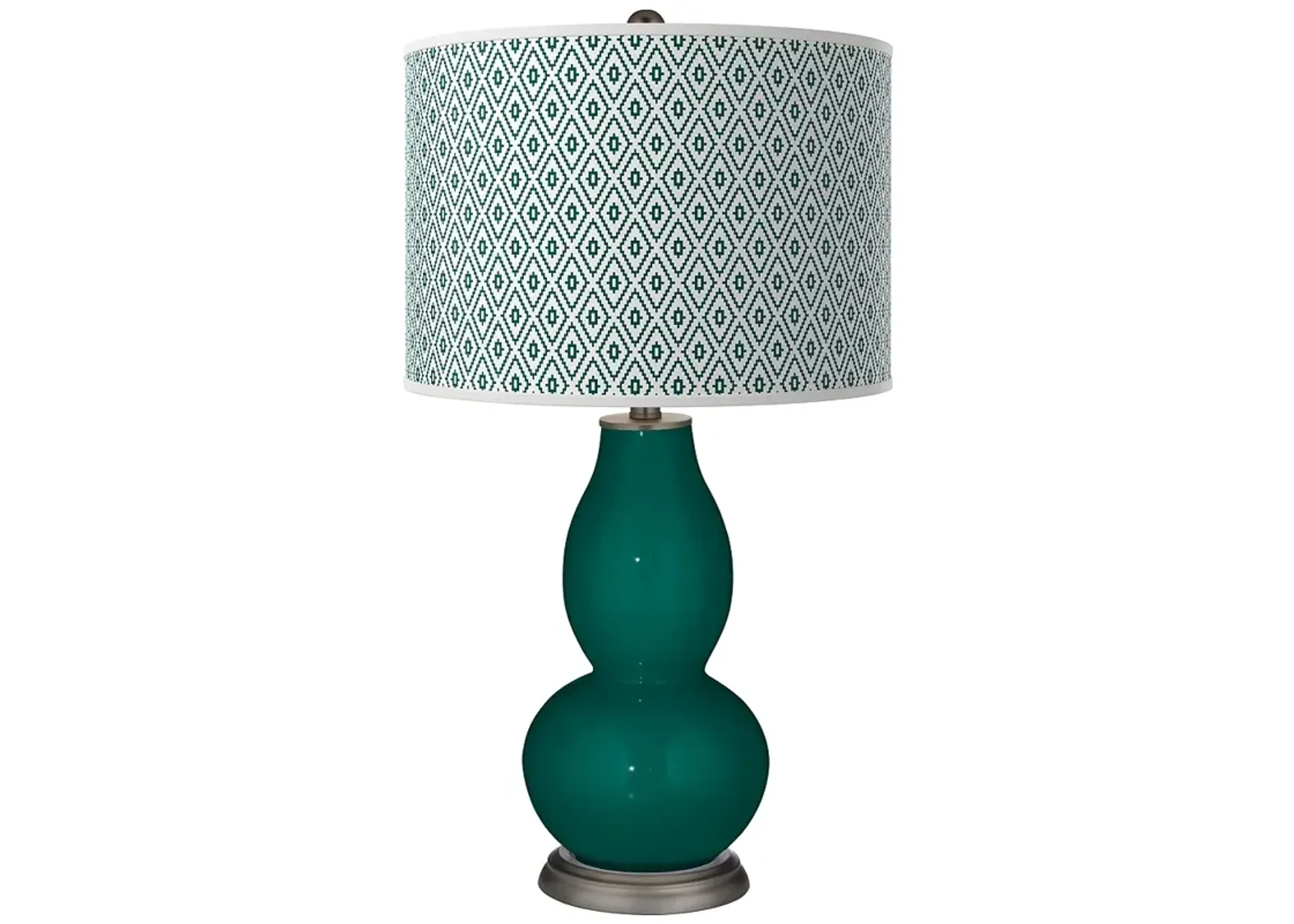 Blue Peacock Diamonds Double Gourd Table Lamp