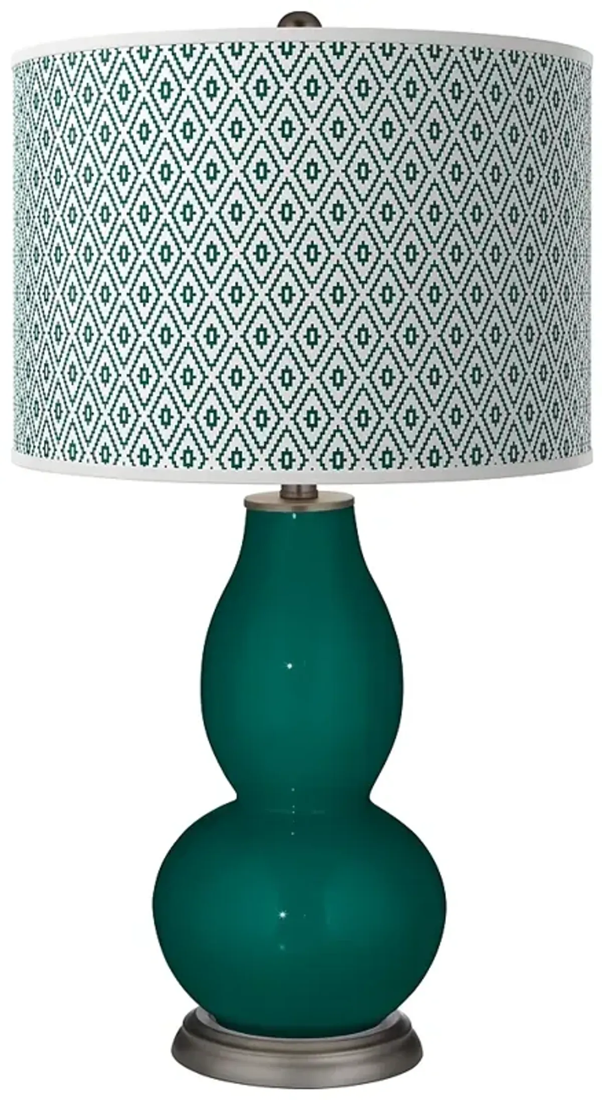 Blue Peacock Diamonds Double Gourd Table Lamp