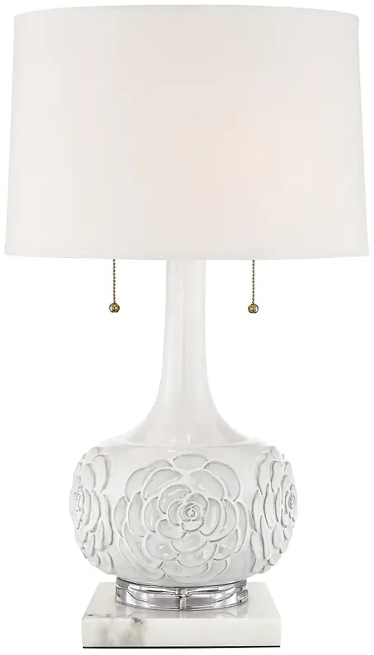 Possini Euro Natalia White Ceramic Lamp with Square White Marble Riser