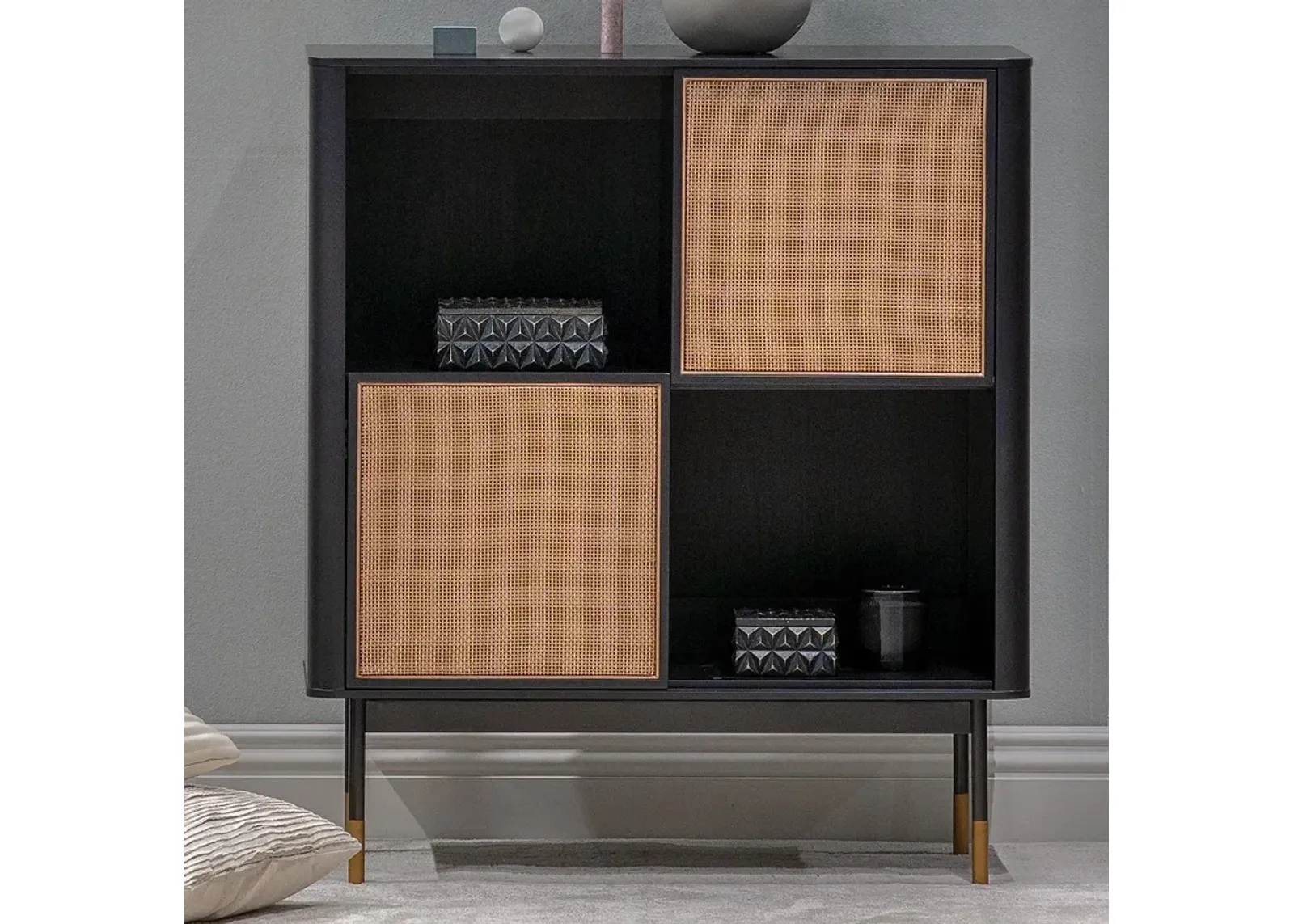 Miriam 33 1/2" Wide Black Wood 2-Door Cabinet