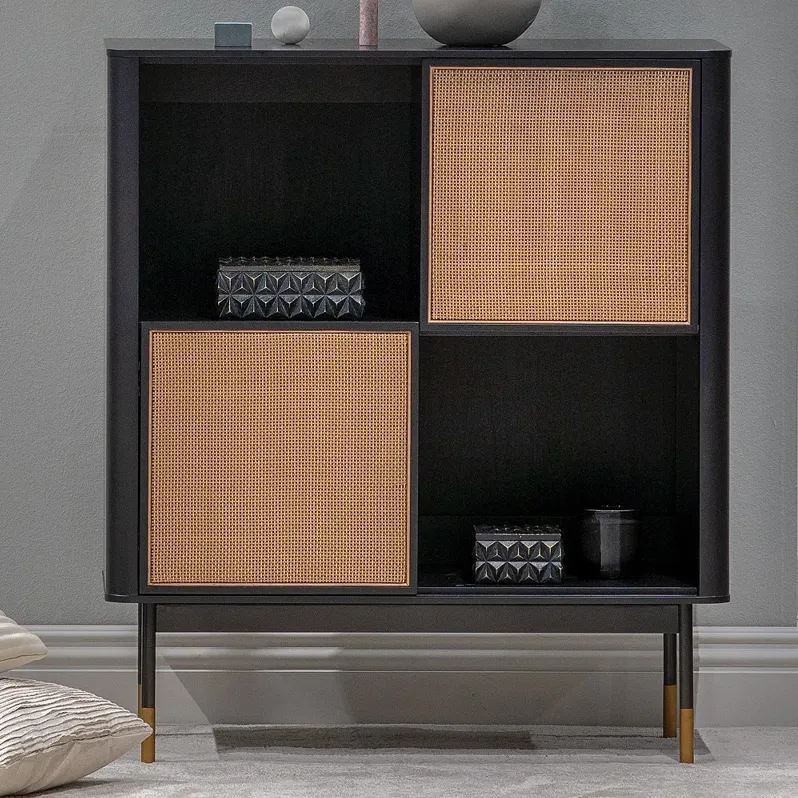 Miriam 33 1/2" Wide Black Wood 2-Door Cabinet