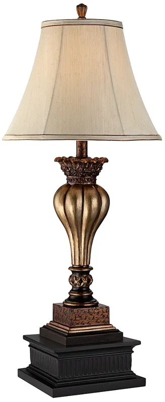 Senardo Gold Table Lamp With Black Square Riser