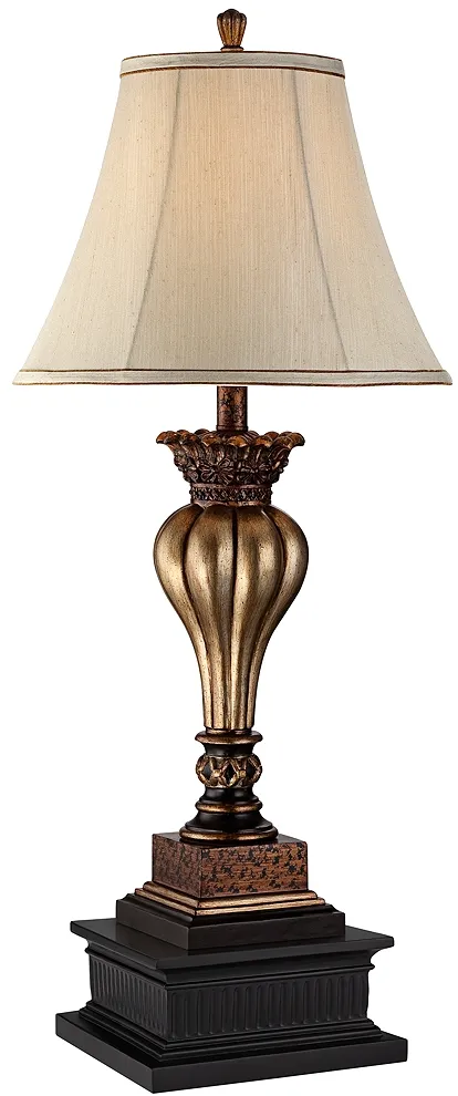 Senardo Gold Table Lamp With Black Square Riser