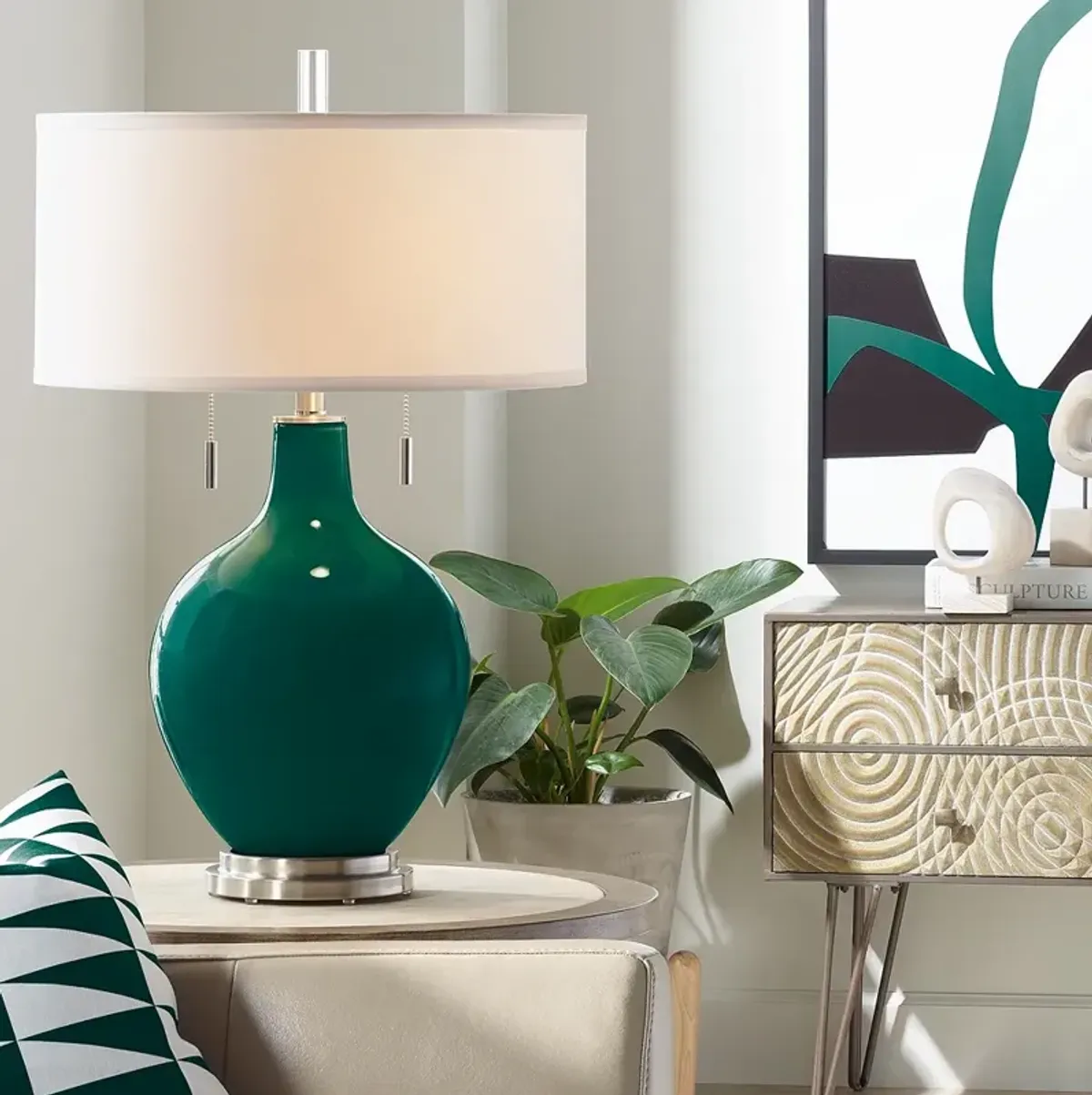 Color Plus Toby 28" High Modern Peacock Blue Table Lamp