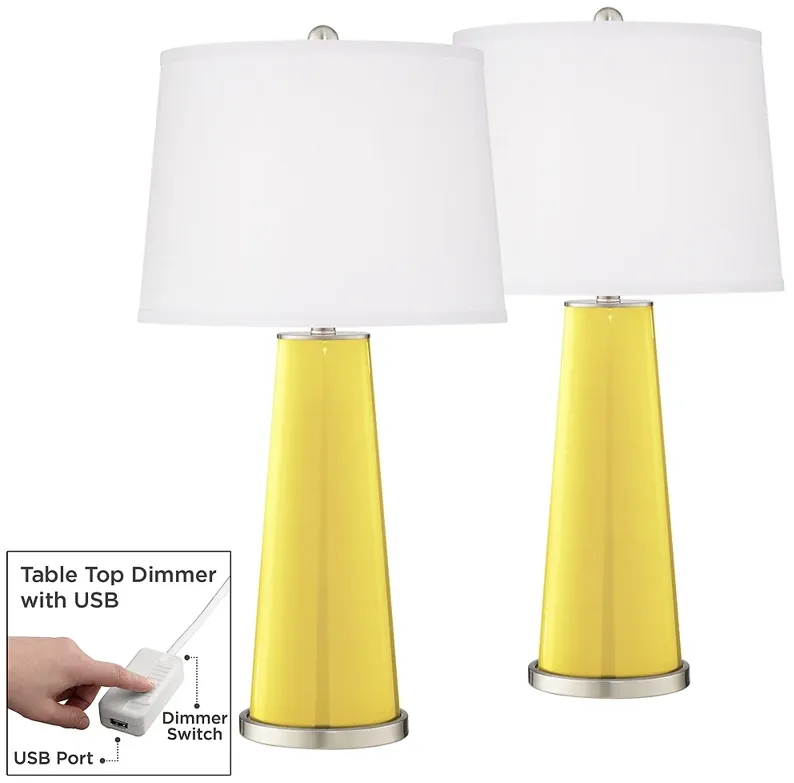 Lemon Twist Leo Table Lamp Set of 2 with Dimmers