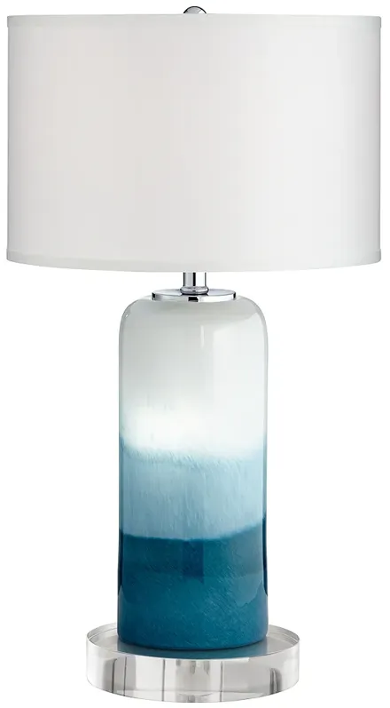 Possini Euro Roxanne 26 1/4" Blue Glass Table Lamp with Acrylic Riser