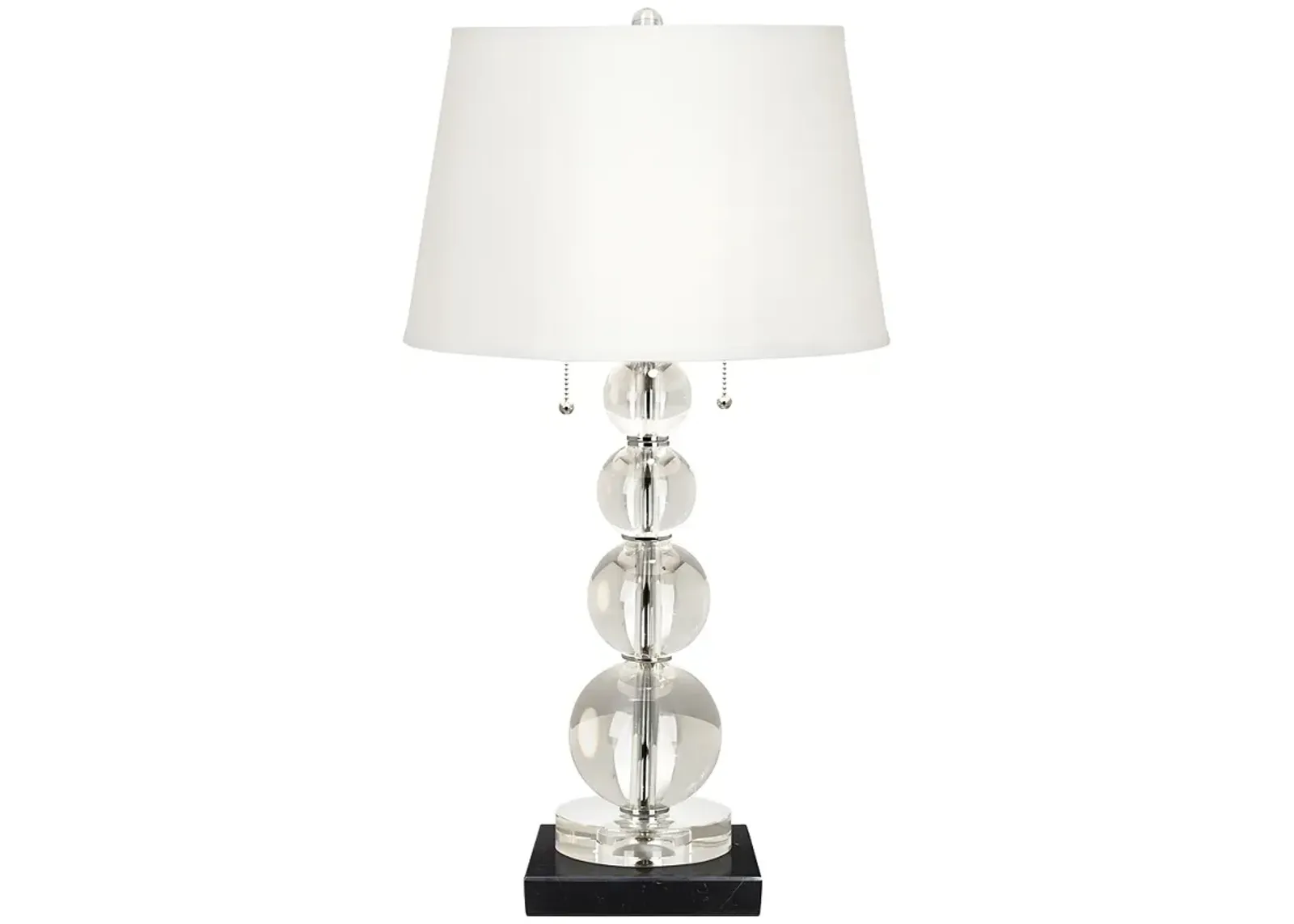 Stacked Crystal Spheres Table Lamp with Square Black Marble Riser