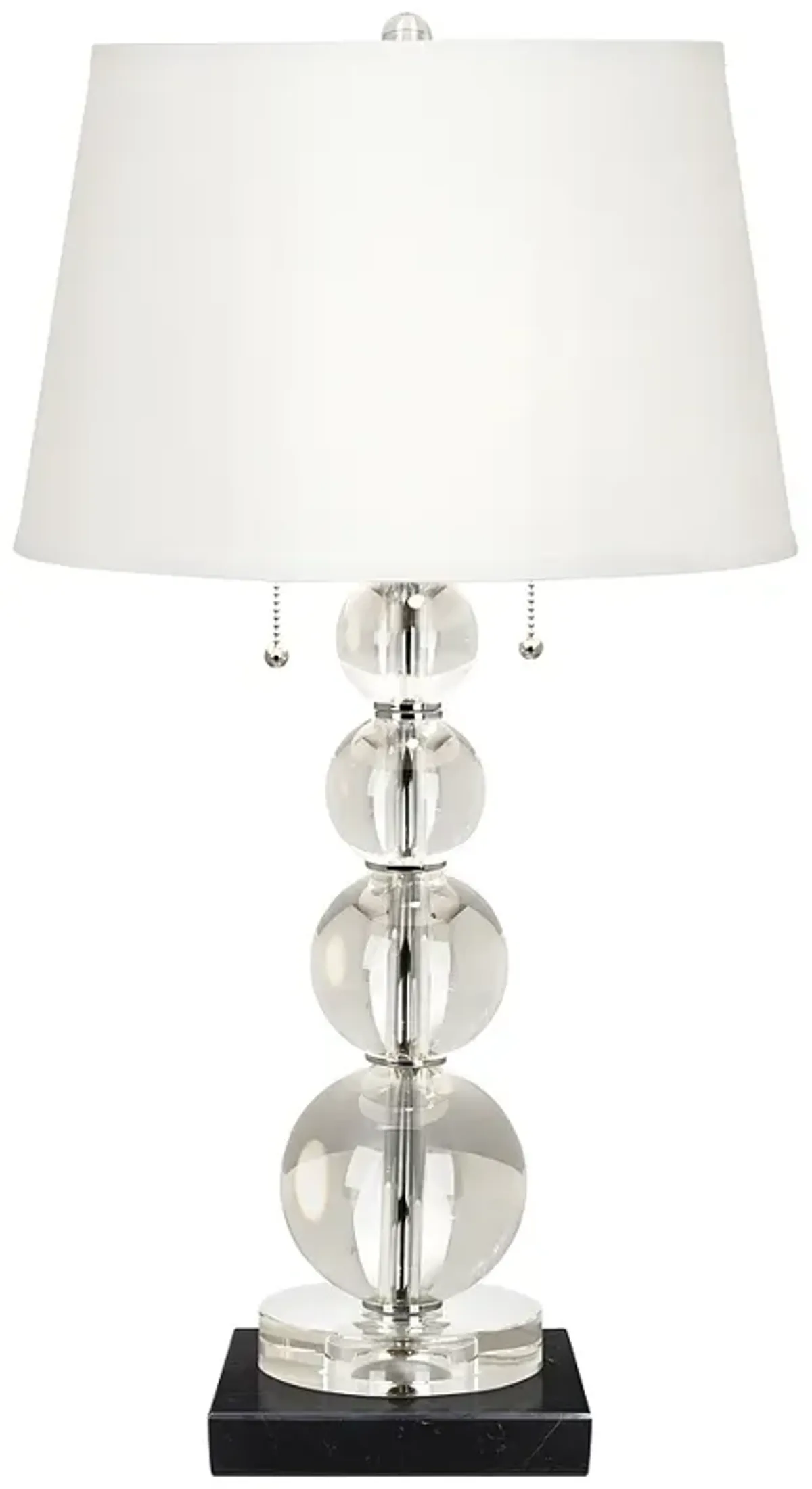 Stacked Crystal Spheres Table Lamp with Square Black Marble Riser